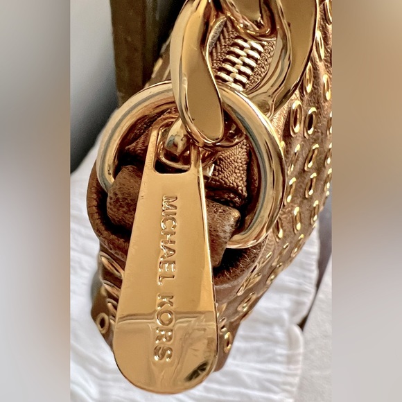 MICHAEL KORS Collette Bronze with Gold Rivets Wristlet/Clutch - Picture 4 of 8